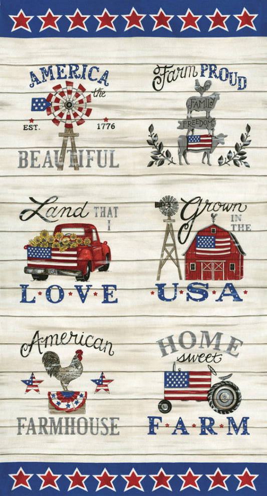 Land That I Love - US patriotic farm house PANEL