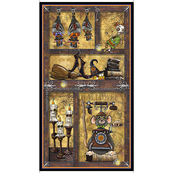 Steampunk Halloween 2 - Whimsical steampunk PANEL (22" x 43")