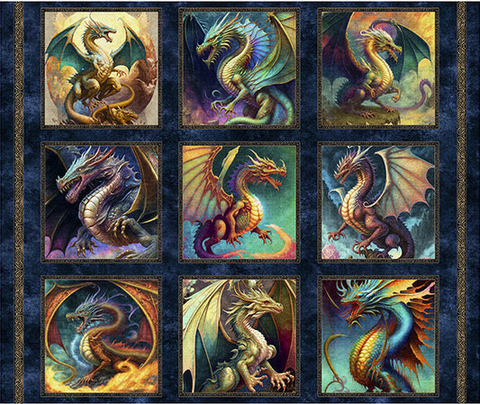 Dragon Fyre - Large Dragon Picture Patches - Dark blue PANEL