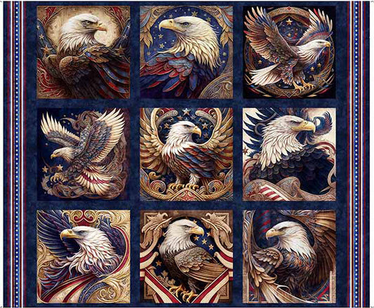 American Spirit - Patriotic Eagles Picture patches PANEL - navy