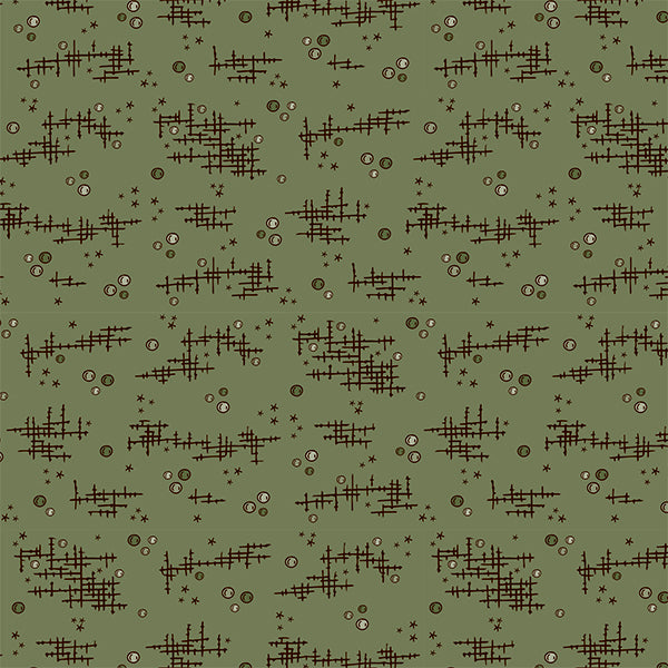 Quilters Collection - Shabby stitches and dots on dusty moss