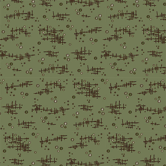 Quilters Collection - Shabby stitches and dots on dusty moss