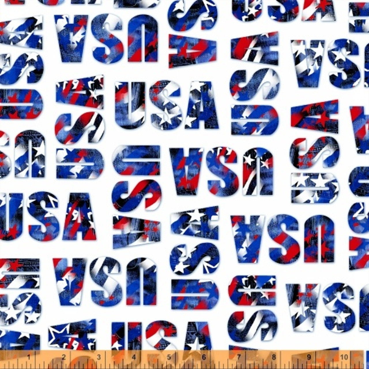 USA - Red, white and blue 'USA' tossed on white