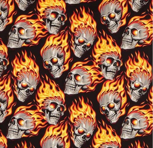 Nicole's Prints - Hotheads, flaming skulls, red