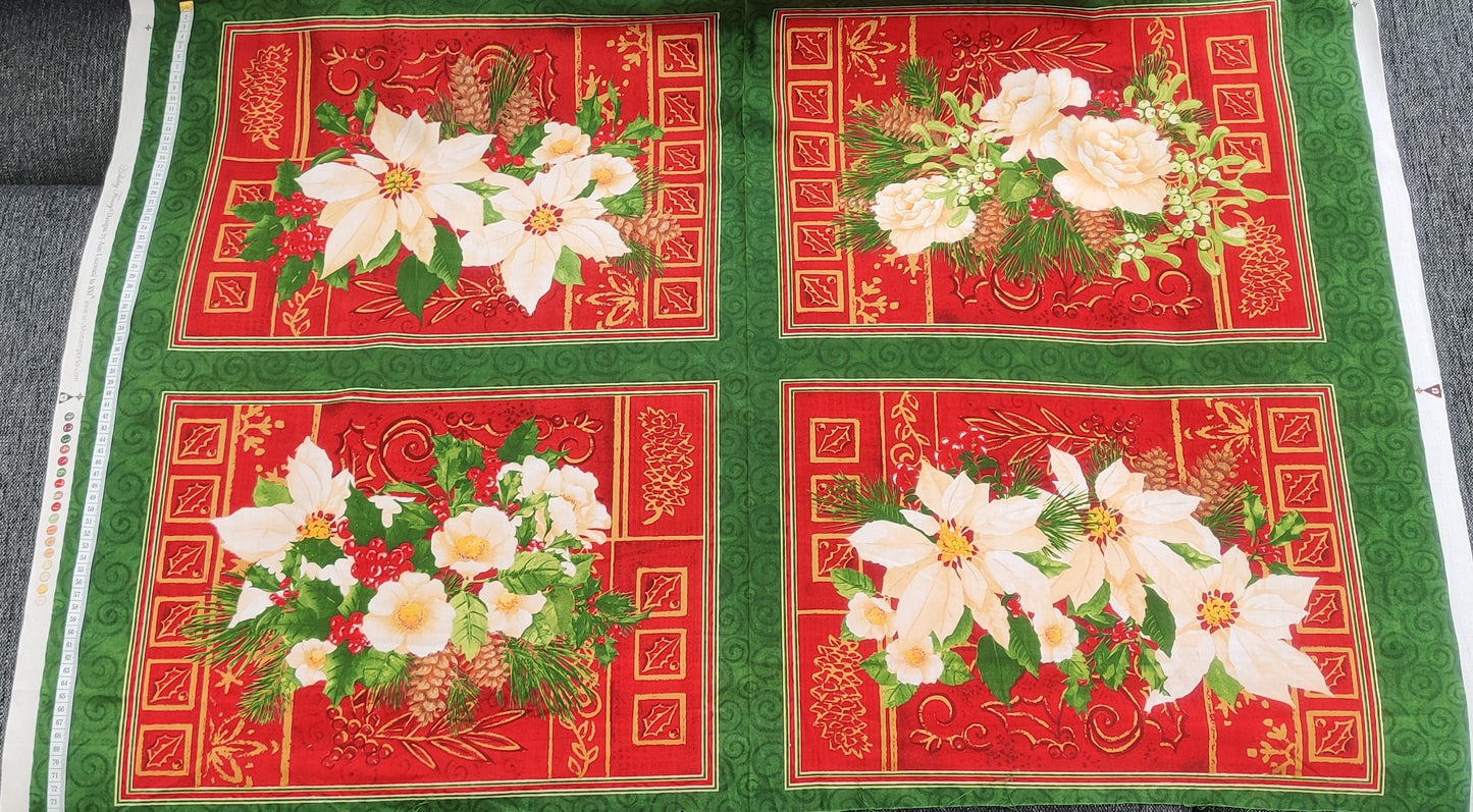 Holiday Finery - Poinsettia Placemats PANEL