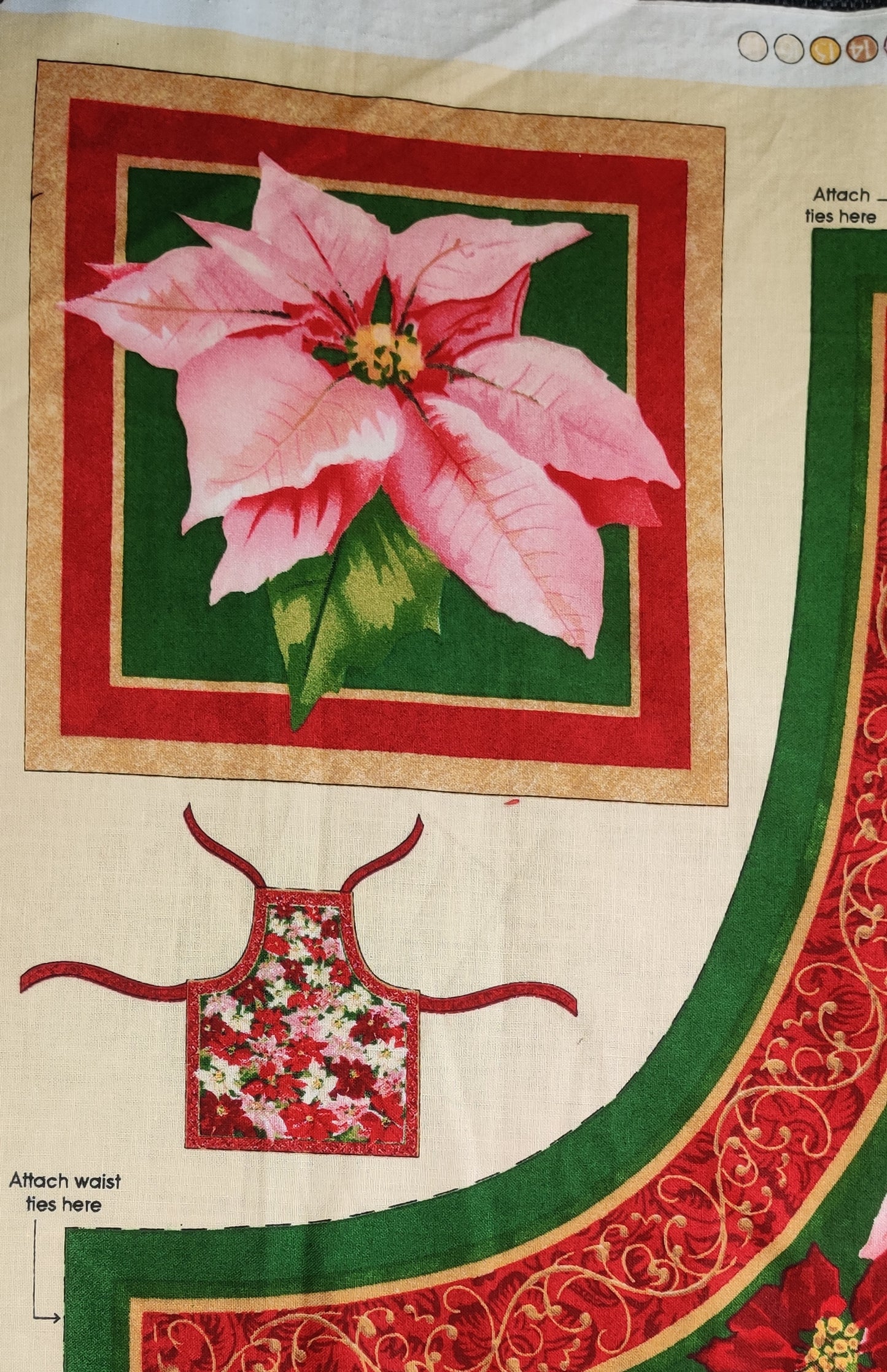 Holiday Finery - Poinsettia Apron PANEL