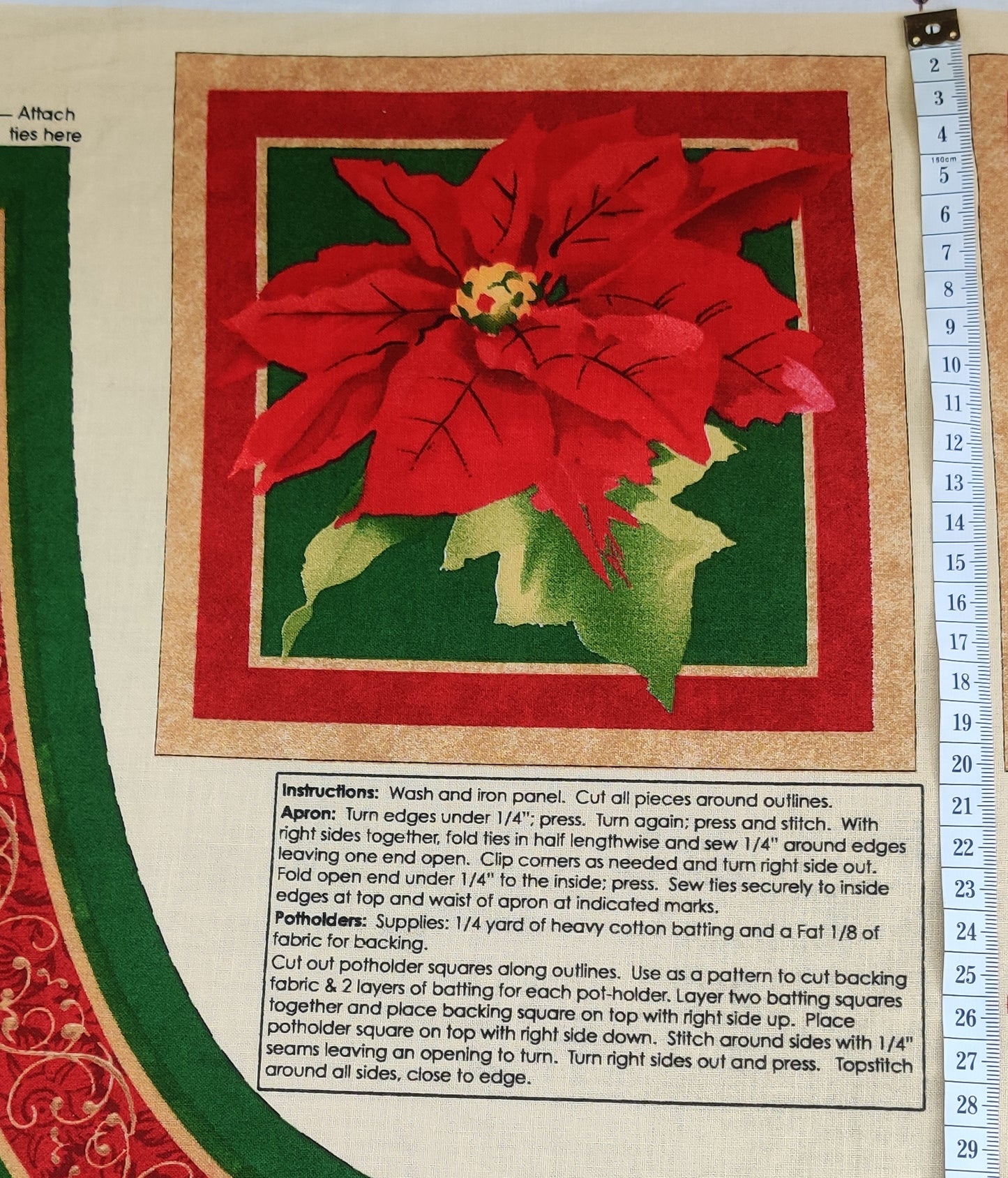 Holiday Finery - Poinsettia Apron PANEL