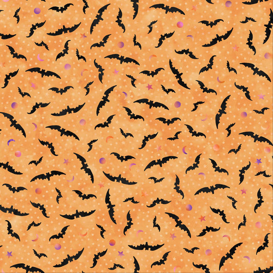 Spooky Hallow - Bats - Black on orange