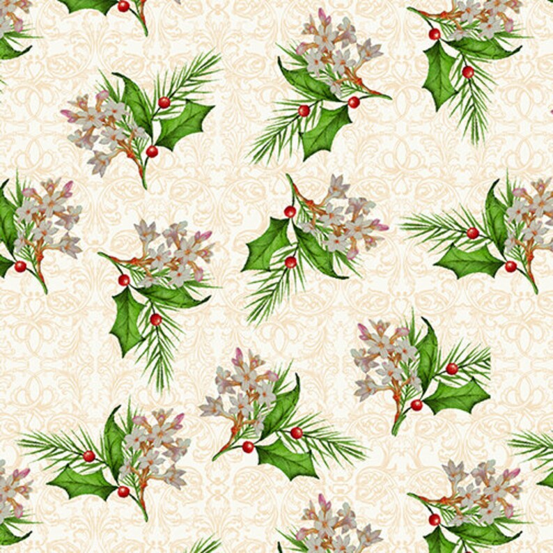 Christmas Legend II - Holly Leaves on Cream