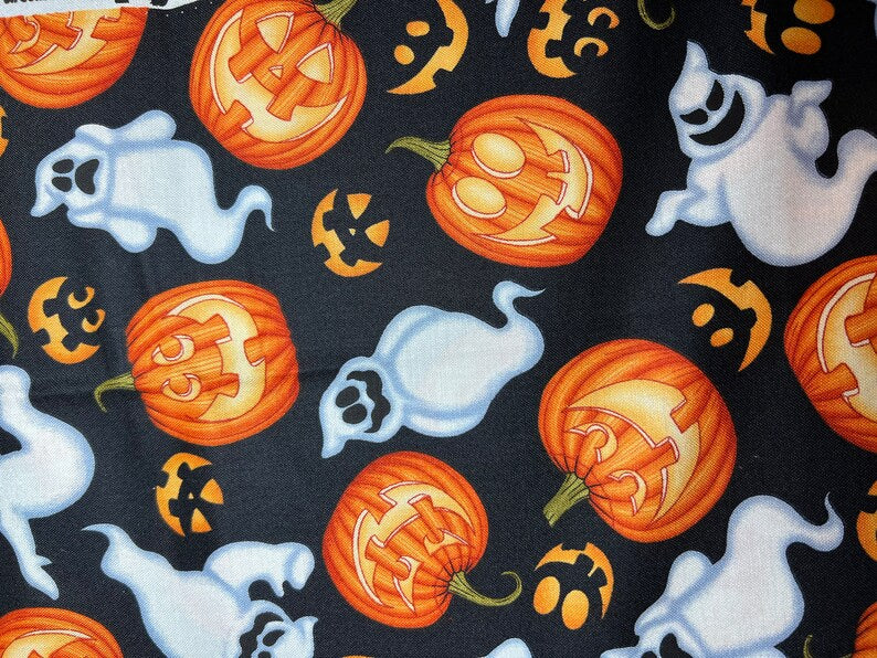 Boo Crew - Orange carved pumpkins and ghosts on black