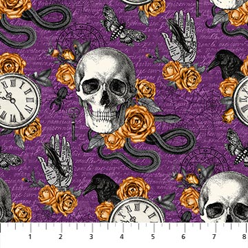 Wicked - Skulls, flowers and snakes - Purple