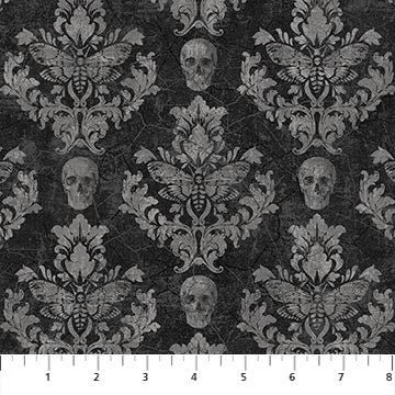 Wicked - Skulls on damask - Black