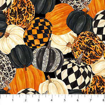 Candelabra - Mixed pumpkins black, white and orange